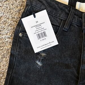 Rachel Parcell Dark Gray Distressed Straight Jeans